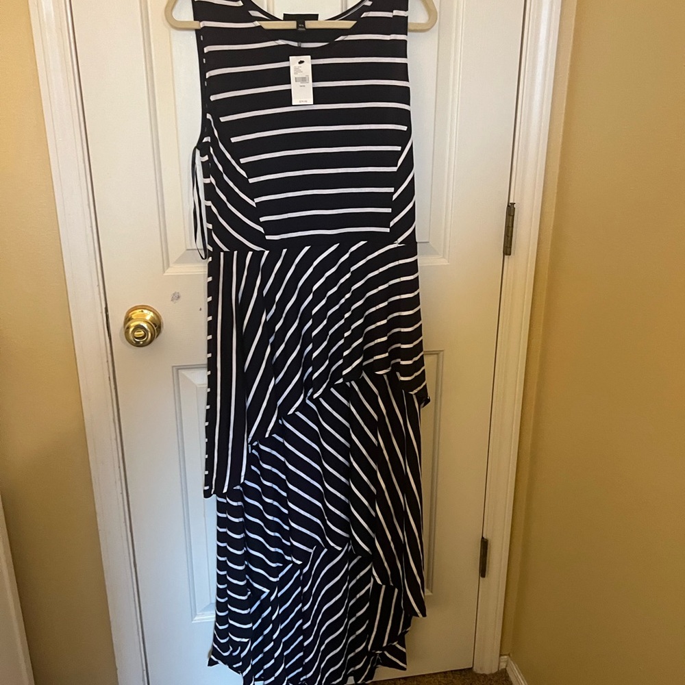 Lane Bryant brand new with tags on sleeveless dress. Size 12,  dark blue,white.
